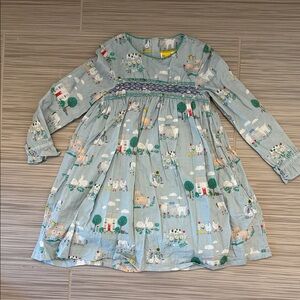 Mini Boden Blue Dress with Animal and Tree Print